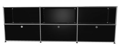 USM Haller Sideboard 3 Offen / 3 Klappen Graphitschwarz - FAST DELIVERY